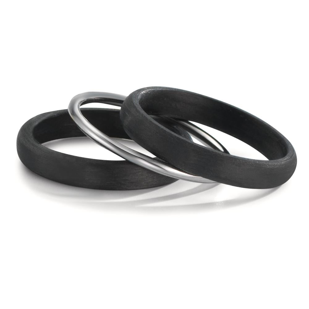 Ringset 750/18 K Weissgold, Carbon