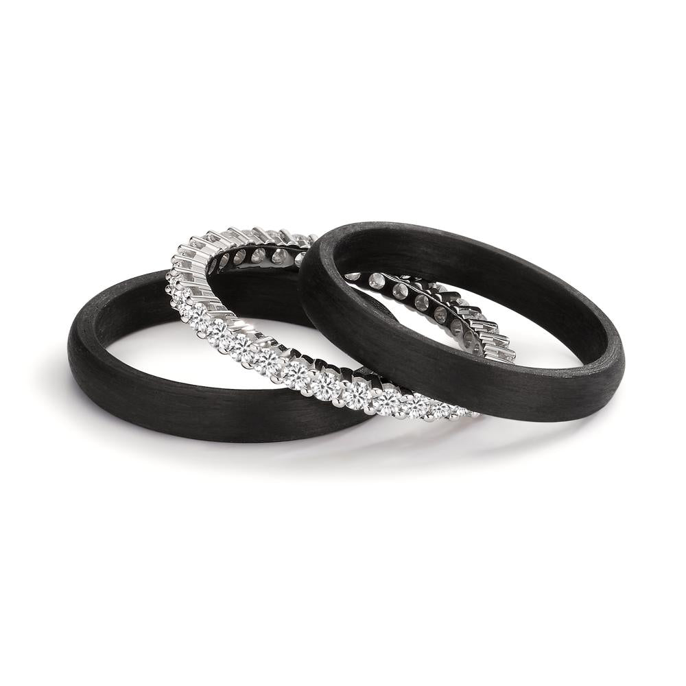 Ringset 750/18 K Weissgold, Carbon Diamant 0.75 ct, w-si