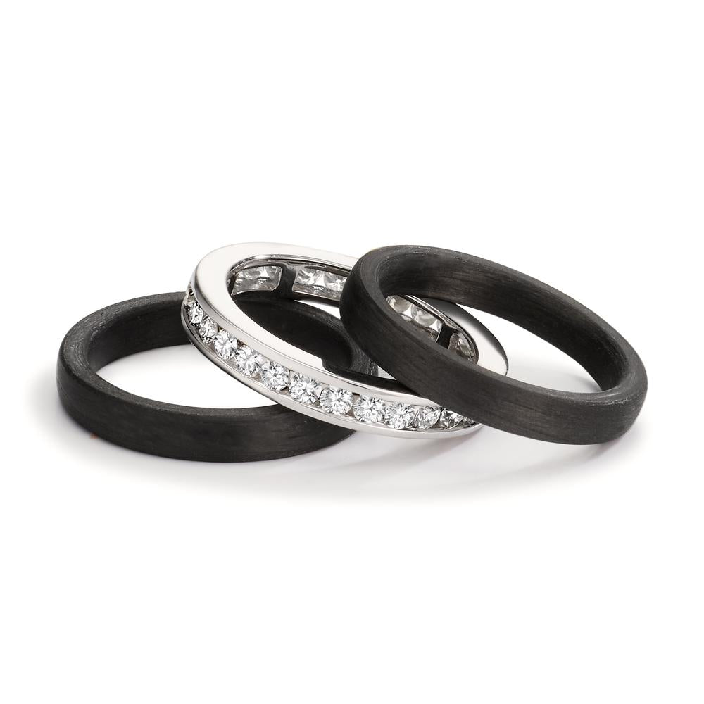 Ringset 750/18 K Weissgold, Carbon Moissanite