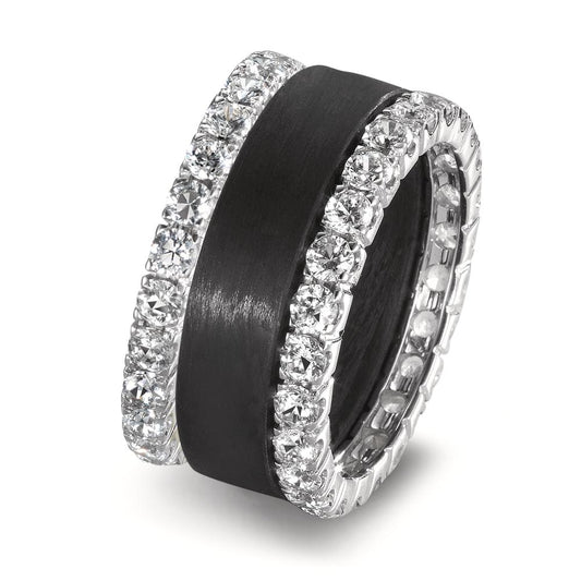 Ringset 750/18 K Weissgold, Carbon Zirkonia