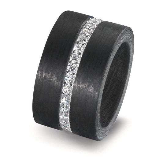 Ringset 750/18 K Weissgold, Carbon Zirkonia