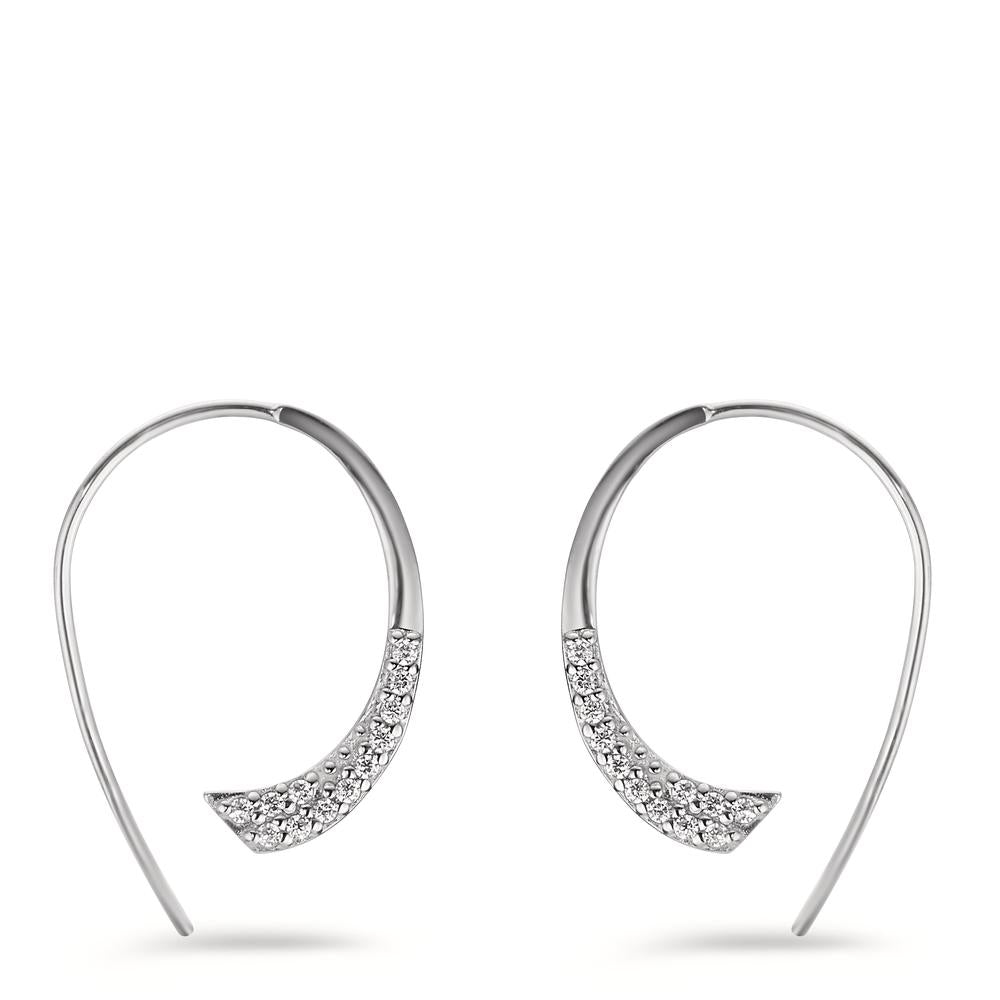 Boucles d'oreilles Argent Zircone blanc, 24 Pierres Rhodié