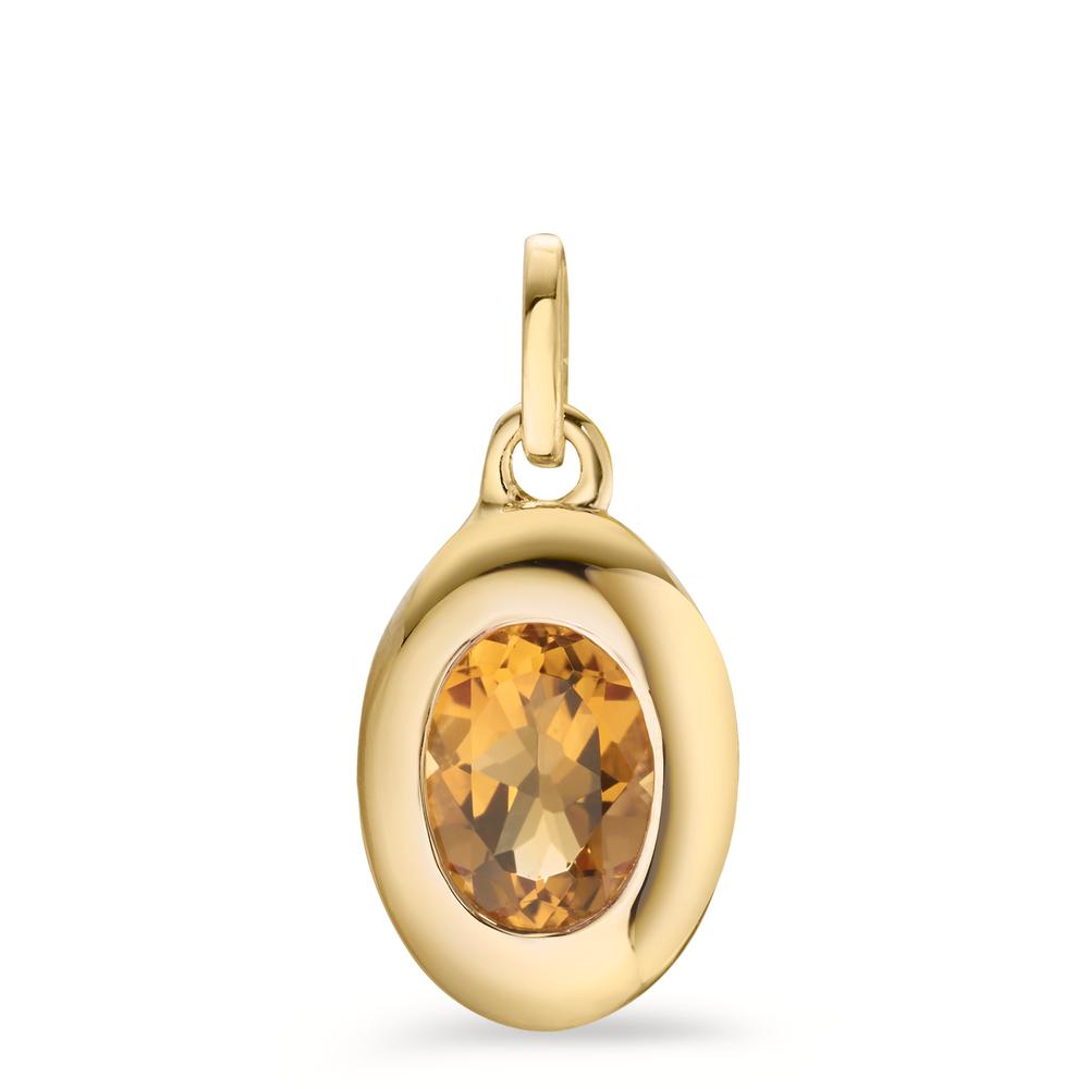 Pendentif Argent Citrine jaune Plaqué or