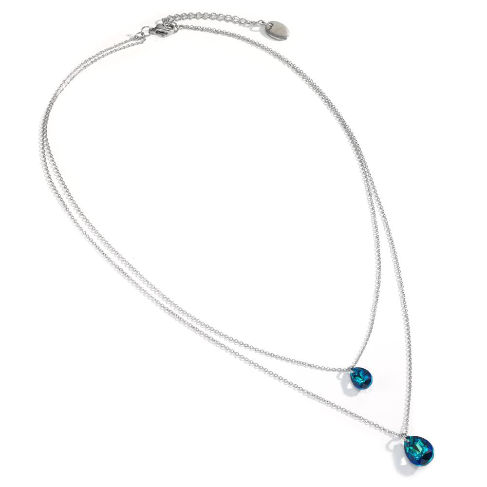 Collier Acier inoxydable Zircone 2 Pierres 40-45 cm