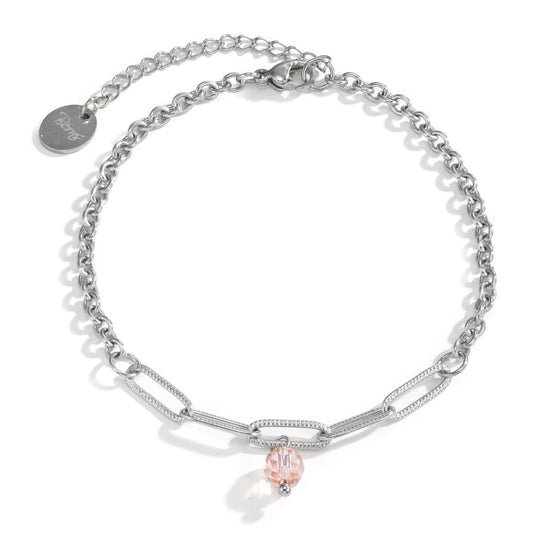 Bracciale Acciaio inossidabile Zirconia rosa 19-23.5 cm