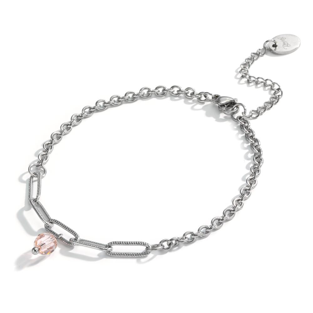 Bracelet Acier inoxydable Zircone rose 19-23.5 cm