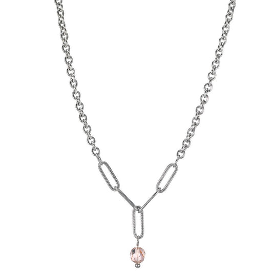 Collier Acier inoxydable Zircone rose 41-45 cm