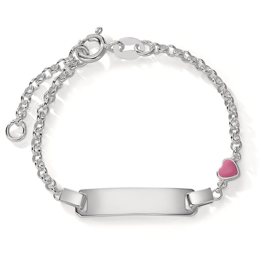 Bracciale con incisione Argento laccato Cuore 12-14 cm