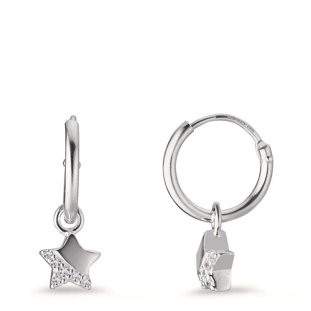 Créoles avec pendentif Argent Zircone 12 Pierres Étoile Ø5.5 mm