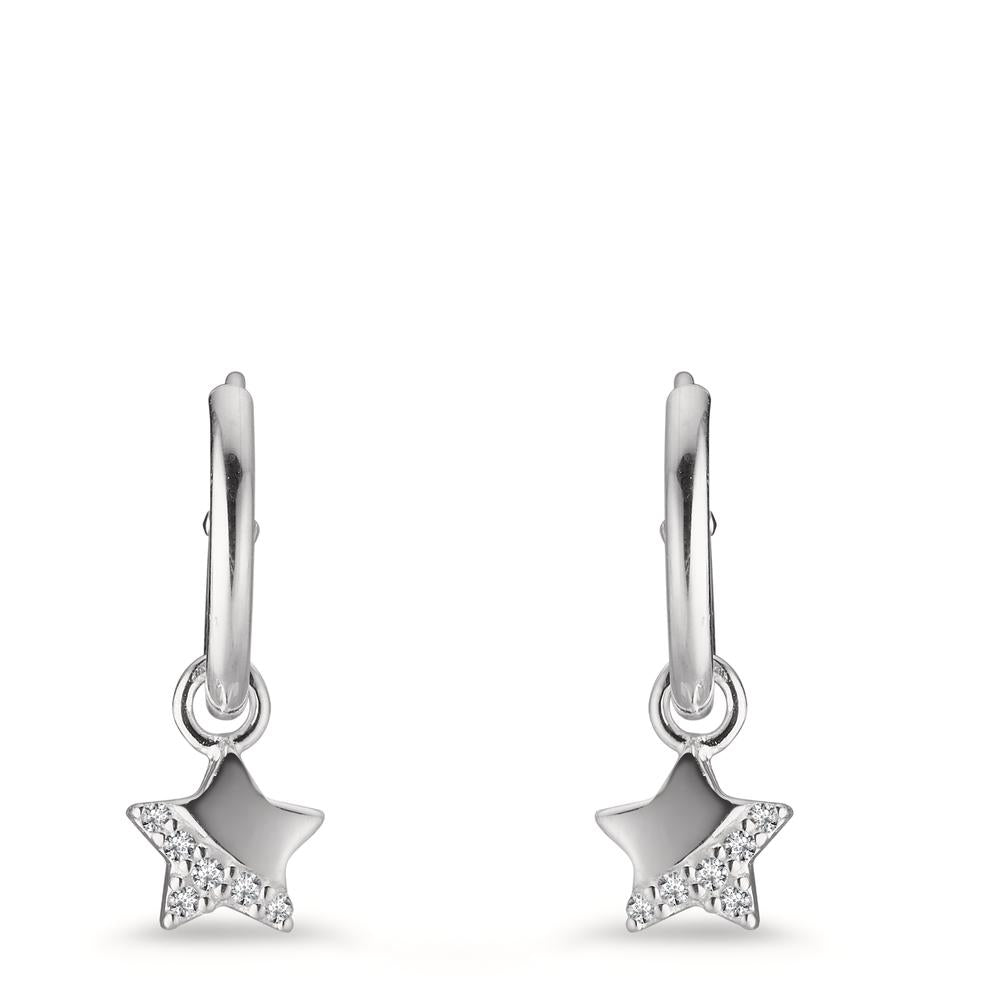 Créoles avec pendentif Argent Zircone 12 Pierres Étoile Ø5.5 mm