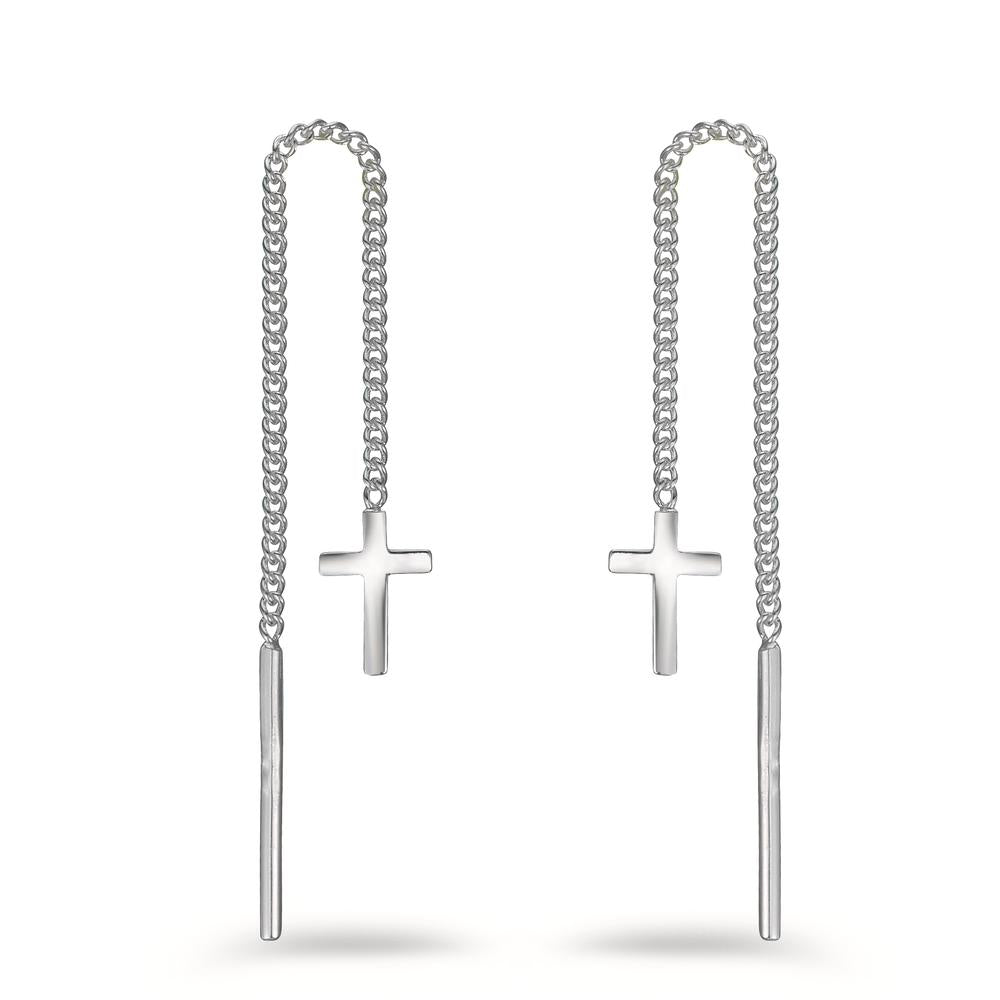 Boucles d'oreilles pendantes Argent Croix