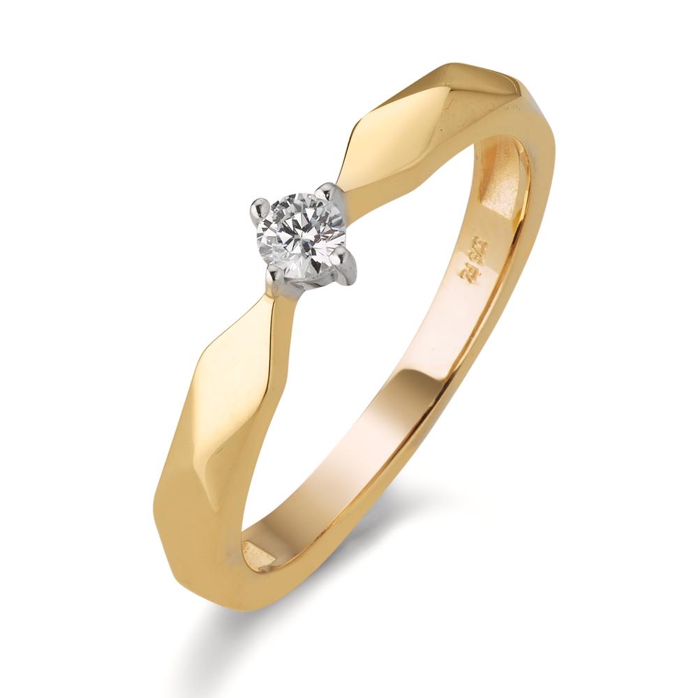 Bague solitaire Or jaune 9K Zircone Bicolore