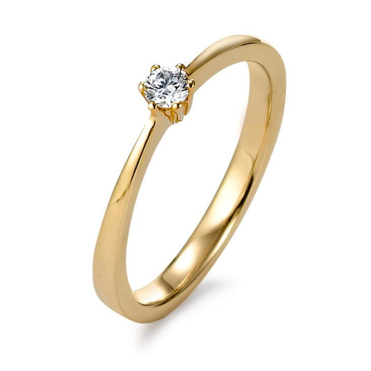 Solitär Ring 750/18 K Gelbgold Diamant 0.10 ct, w-si