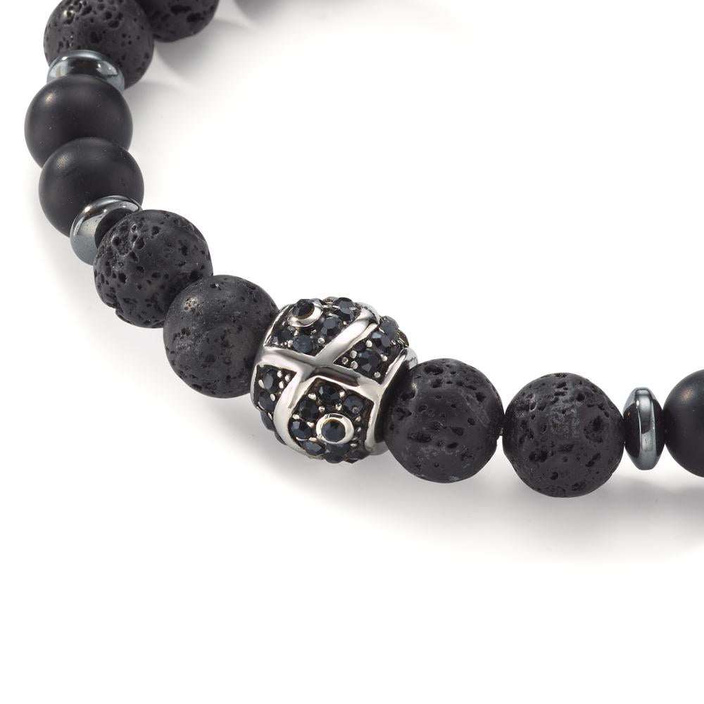 Bracelet Acier inoxydable Onyx noir PVD 20 cm Ø8.5 mm