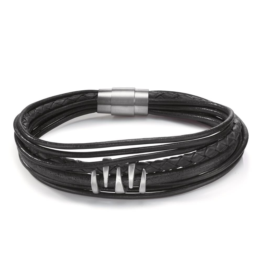 Bracciale Acciaio inossidabile, Pelle 21.5 cm Ø8 mm