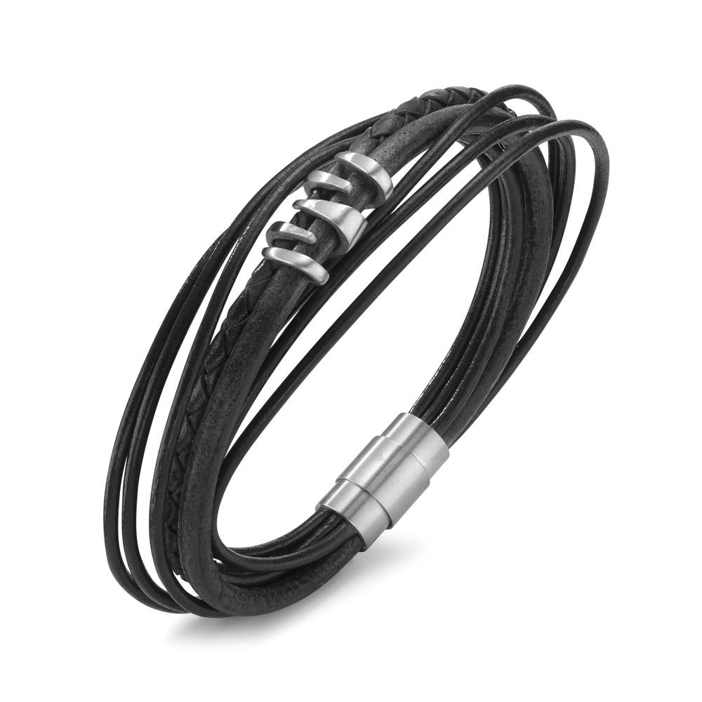 Bracelet Acier inoxydable, Cuir 21.5 cm Ø8 mm