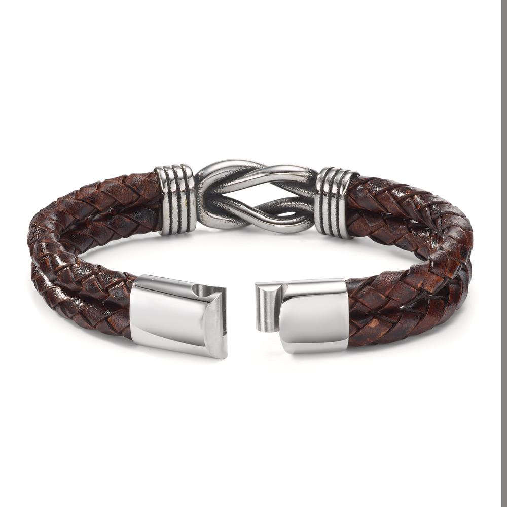 Bracelet Acier inoxydable, Cuir Patinée 21.5 cm