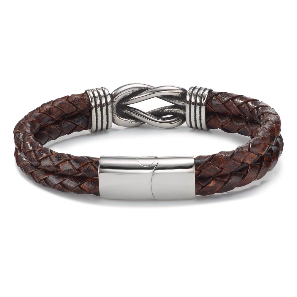 Bracelet Acier inoxydable, Cuir Patinée 21.5 cm