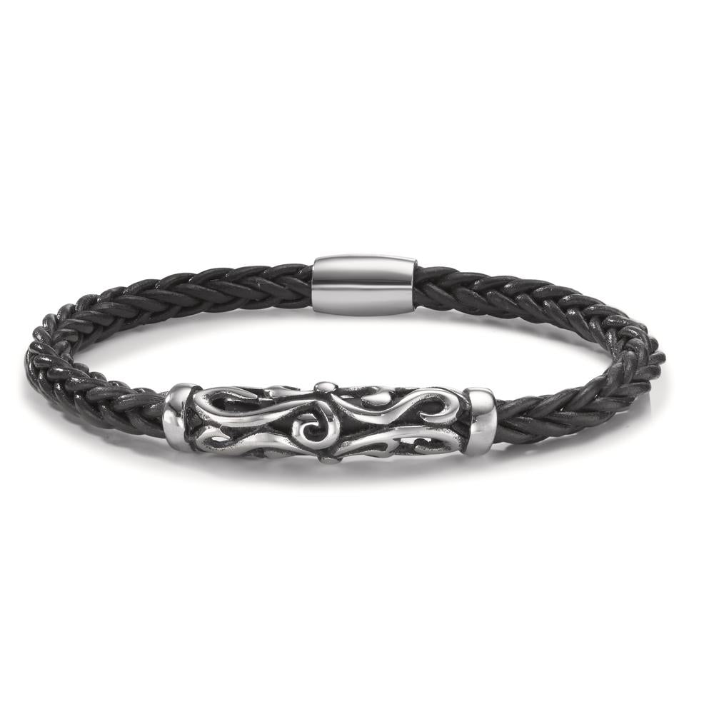 Bracelet Acier inoxydable, Cuir Patinée 22 cm Ø6.5 mm