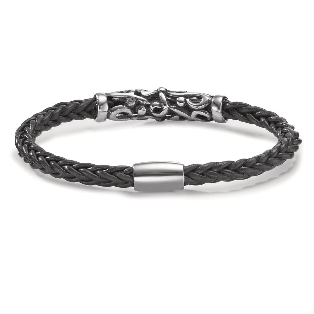 Bracelet Acier inoxydable, Cuir Patinée 22 cm Ø6.5 mm