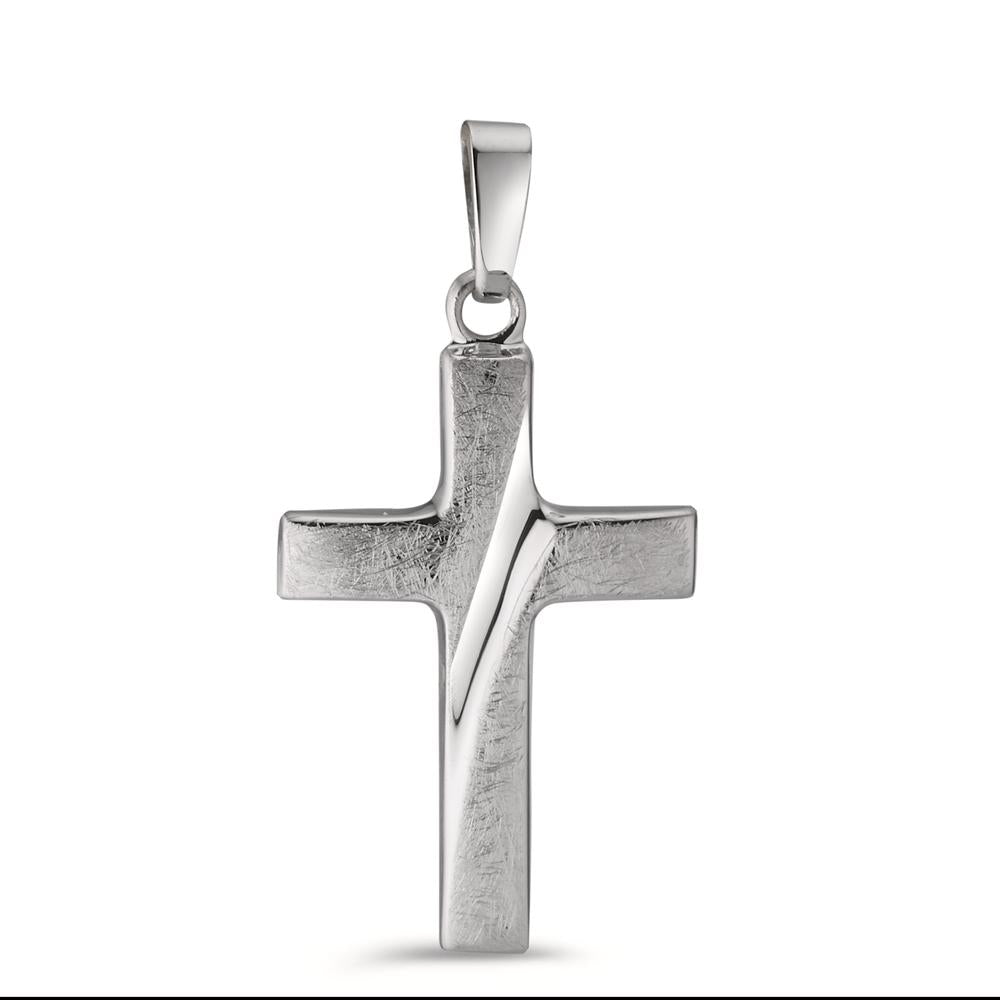 Pendentif Or blanc 9K Croix