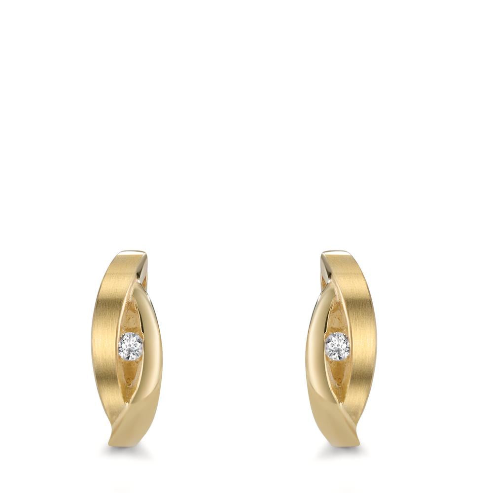 Orecchini circolari Argento Zirconia 2 pietra giallo dorato