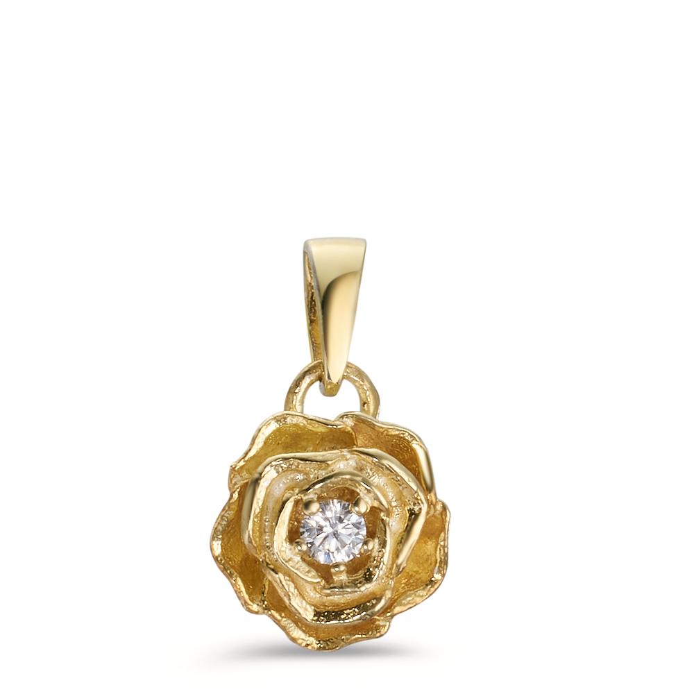 Pendentif Argent Zircone jaune Plaqué or Rose Ø9 mm