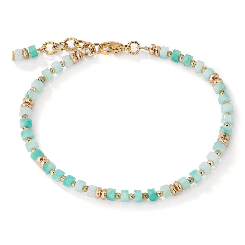 Bracelet Acier inoxydable Amazonite jaune PVD 20-22 cm