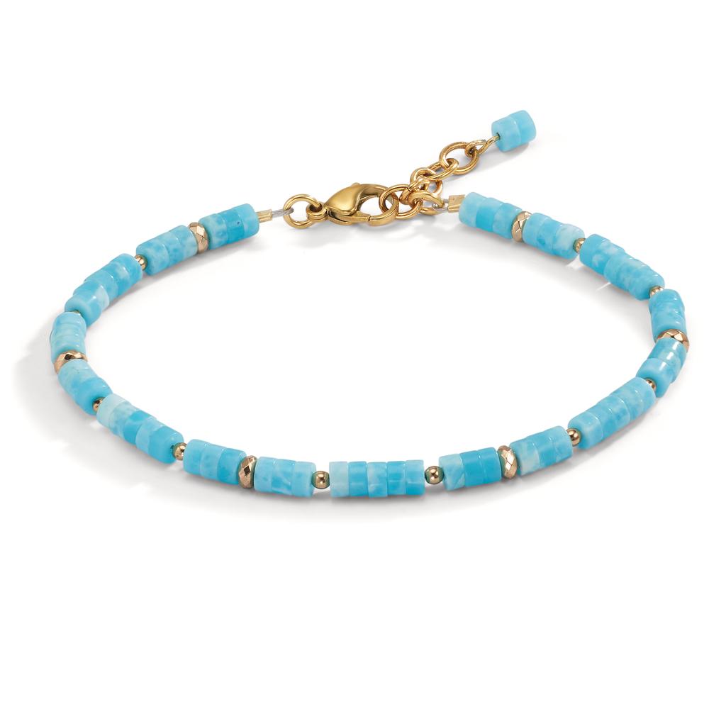 Bracelet Acier inoxydable Amazonite jaune PVD 20-22 cm