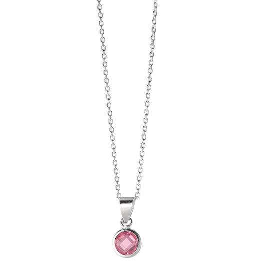 Catena con ciondolo Argento Zirconia rosa 40-42 cm Ø6 mm