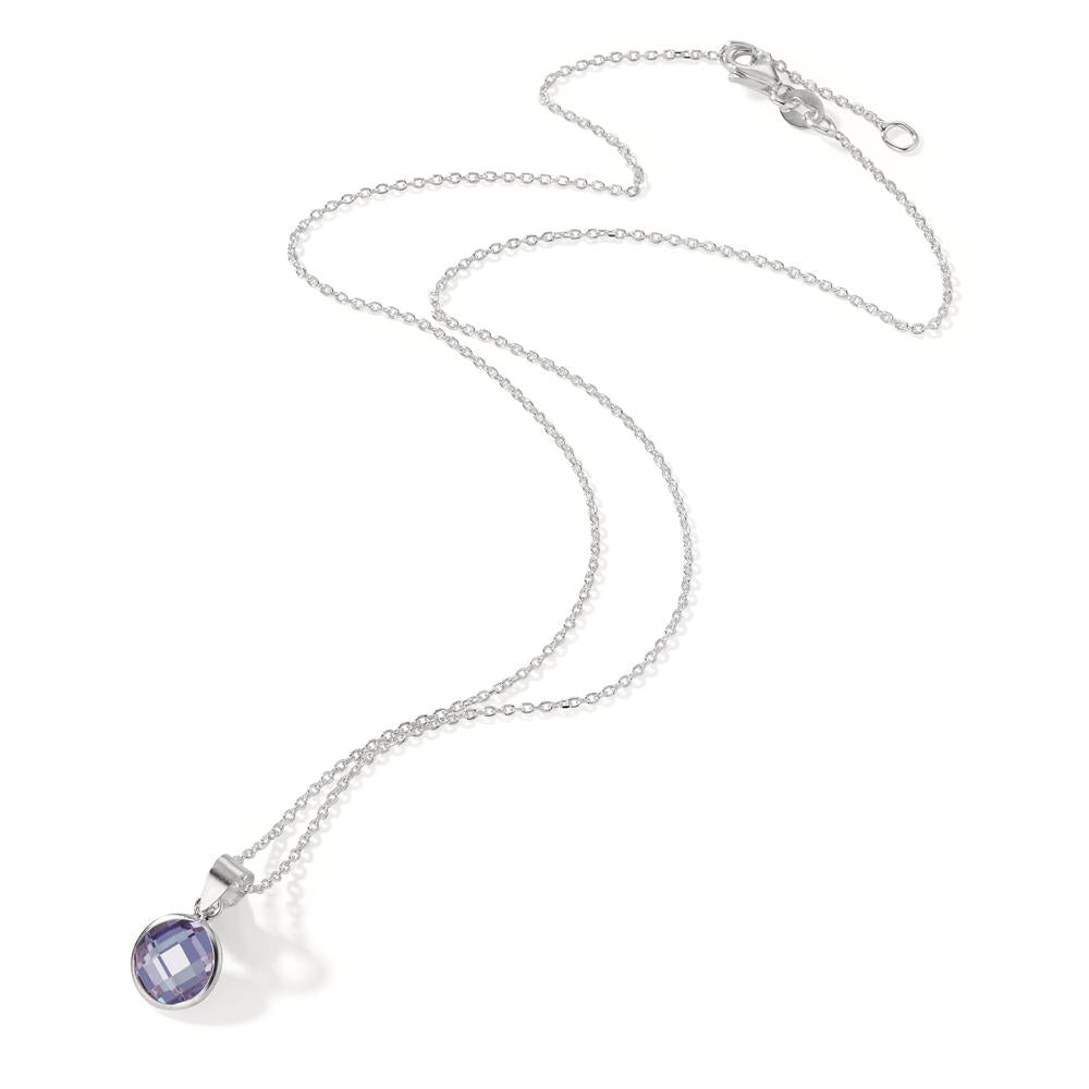 Catena con ciondolo Argento Zirconia viola 40-42 cm Ø8 mm