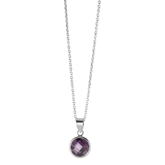 Chaînette avec pendentif Argent Zircone violet 40-42 cm Ø8 mm