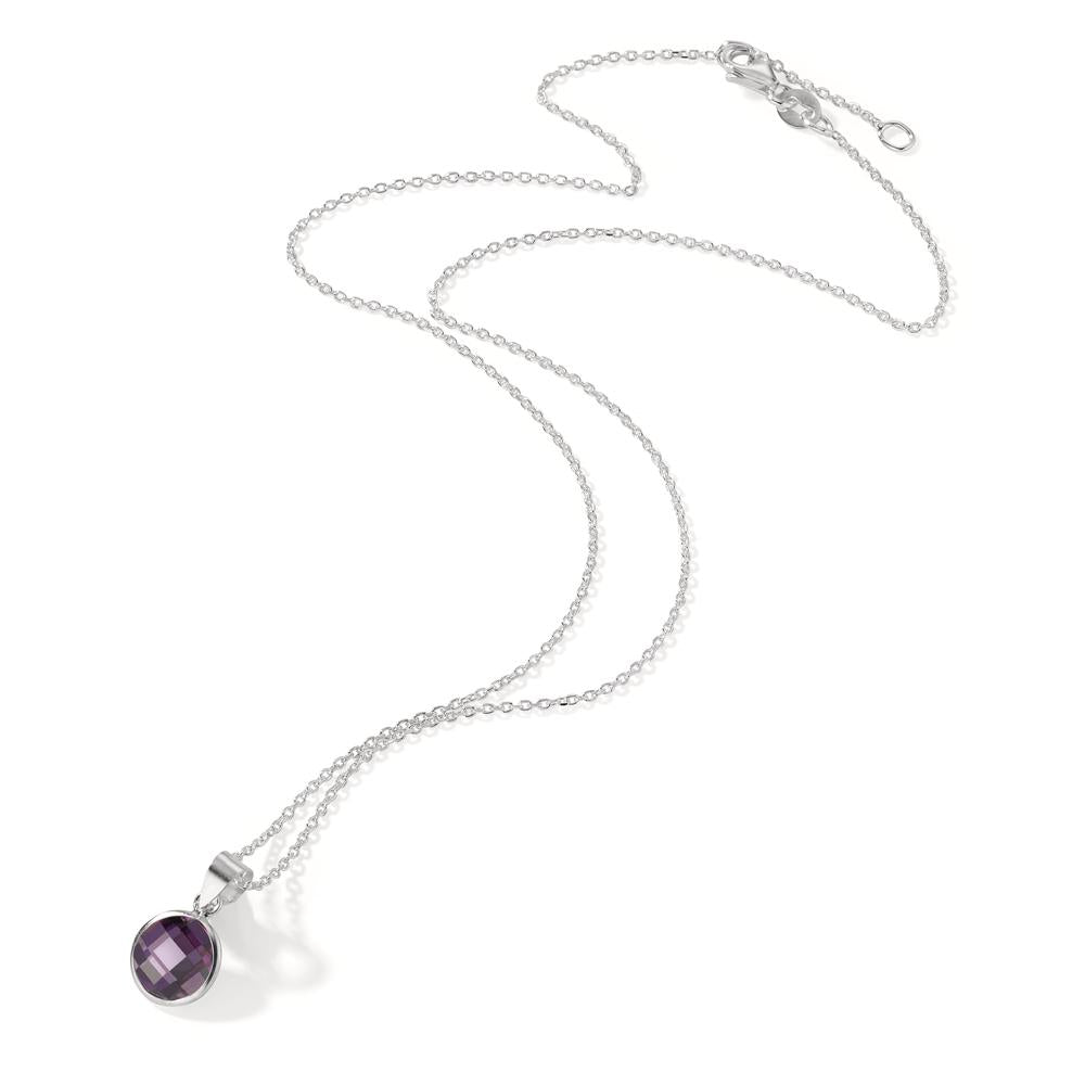 Chaînette avec pendentif Argent Zircone violet 40-42 cm Ø8 mm