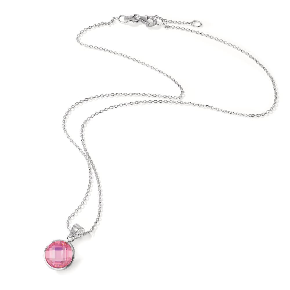 Chaînette avec pendentif Argent Zircone rose 40-42 cm Ø10 mm