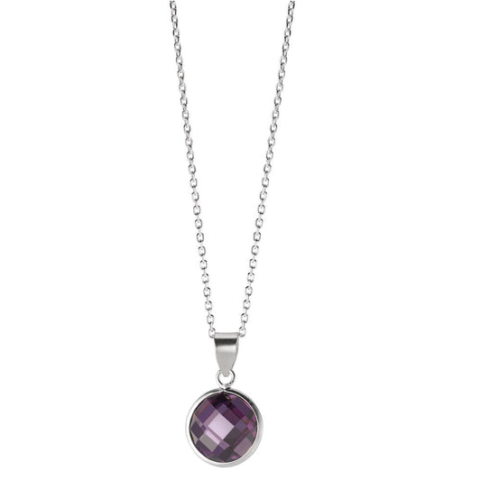 Chaînette avec pendentif Argent Zircone violet 40-42 cm Ø10 mm