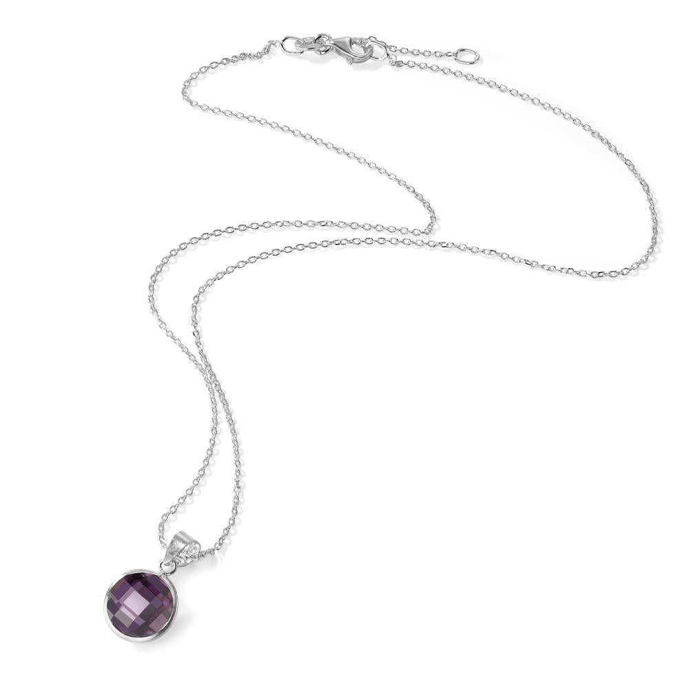 Chaînette avec pendentif Argent Zircone violet 40-42 cm Ø10 mm