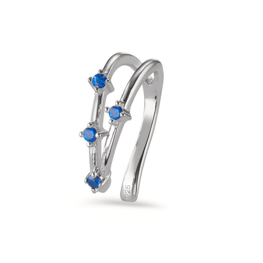 Clip per orecchio Argento Zirconia blu, 4 pietra rodiato Ø10 mm