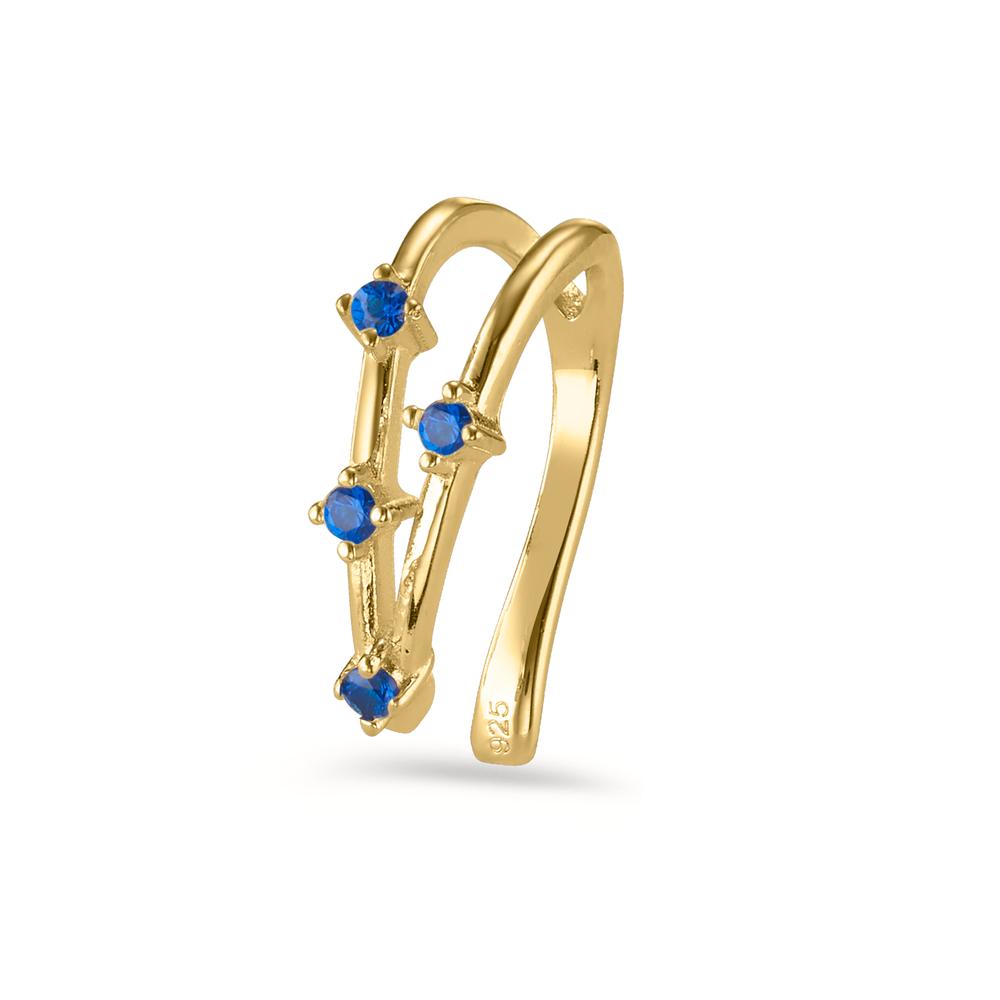 Clip per orecchio Argento Zirconia blu, 4 pietra giallo dorato Ø10 mm