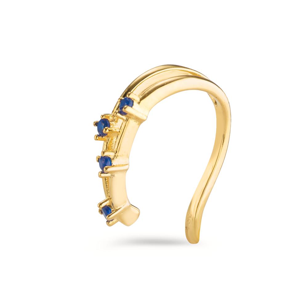 Clip per orecchio Argento Zirconia blu, 4 pietra giallo dorato Ø10 mm