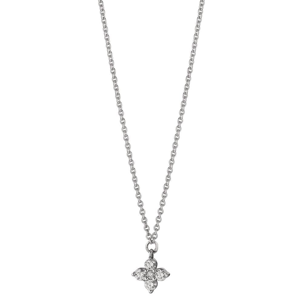 Collier Or blanc 18K Diamant 0.11 ct, 5 Pierres, w-si 42-45 cm