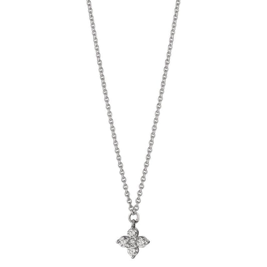 Collier Or blanc 18K Diamant 0.11 ct, 5 Pierres, w-si 42-45 cm