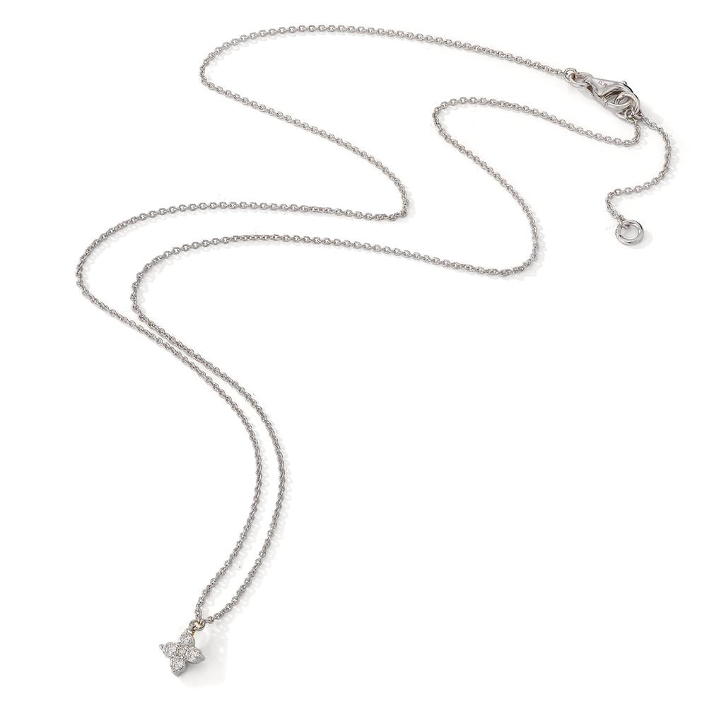 Collier Or blanc 18K Diamant 0.11 ct, 5 Pierres, w-si 42-45 cm