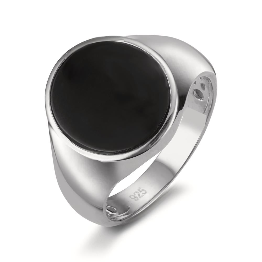 Bague Argent Onyx Rhodié