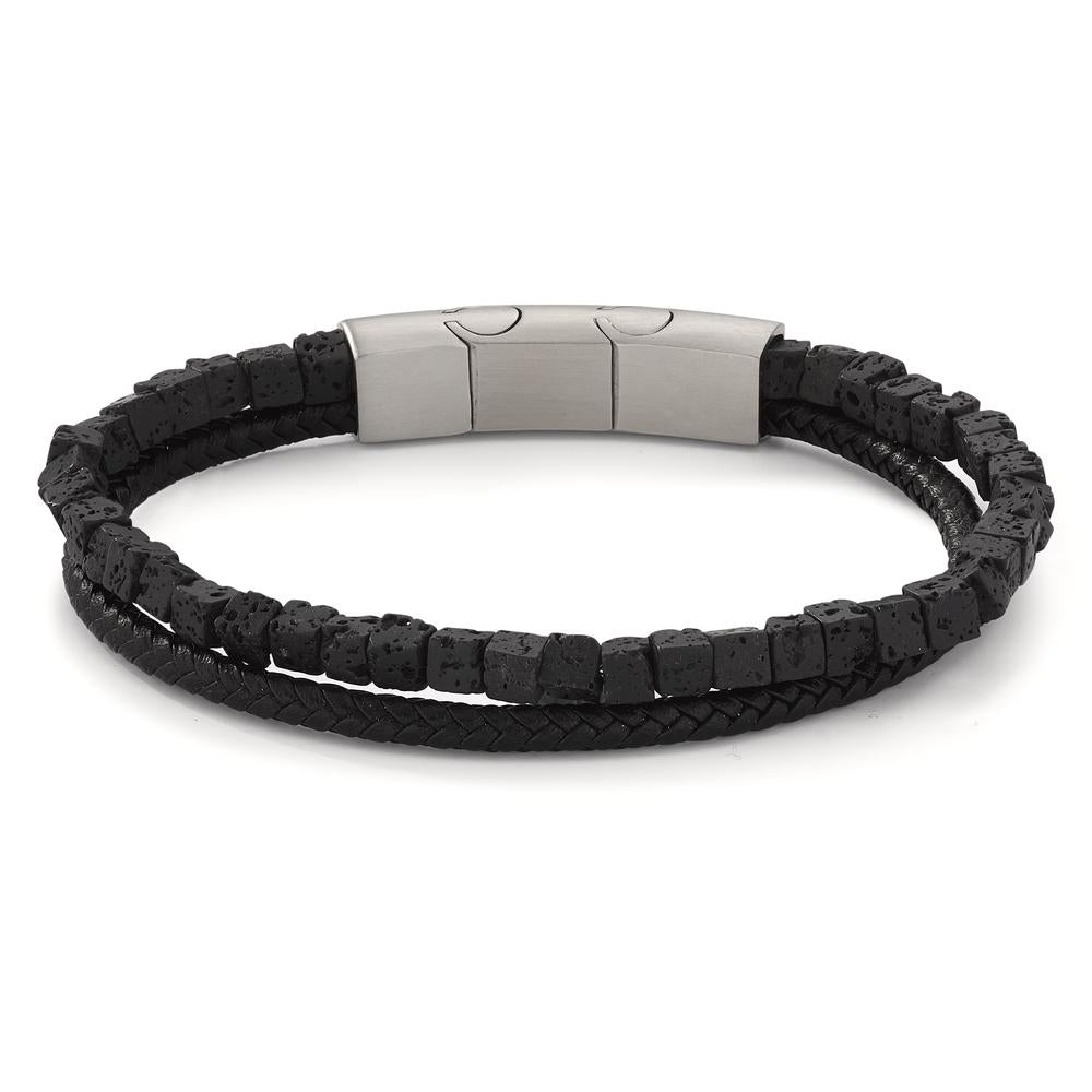 Bracelet Acier inoxydable, Cuir Lava 19.5-21 cm