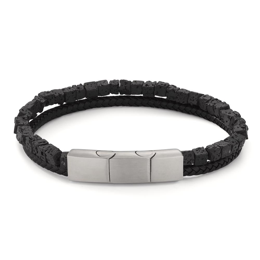 Bracciale Acciaio inossidabile, Pelle Lava 19.5-21 cm