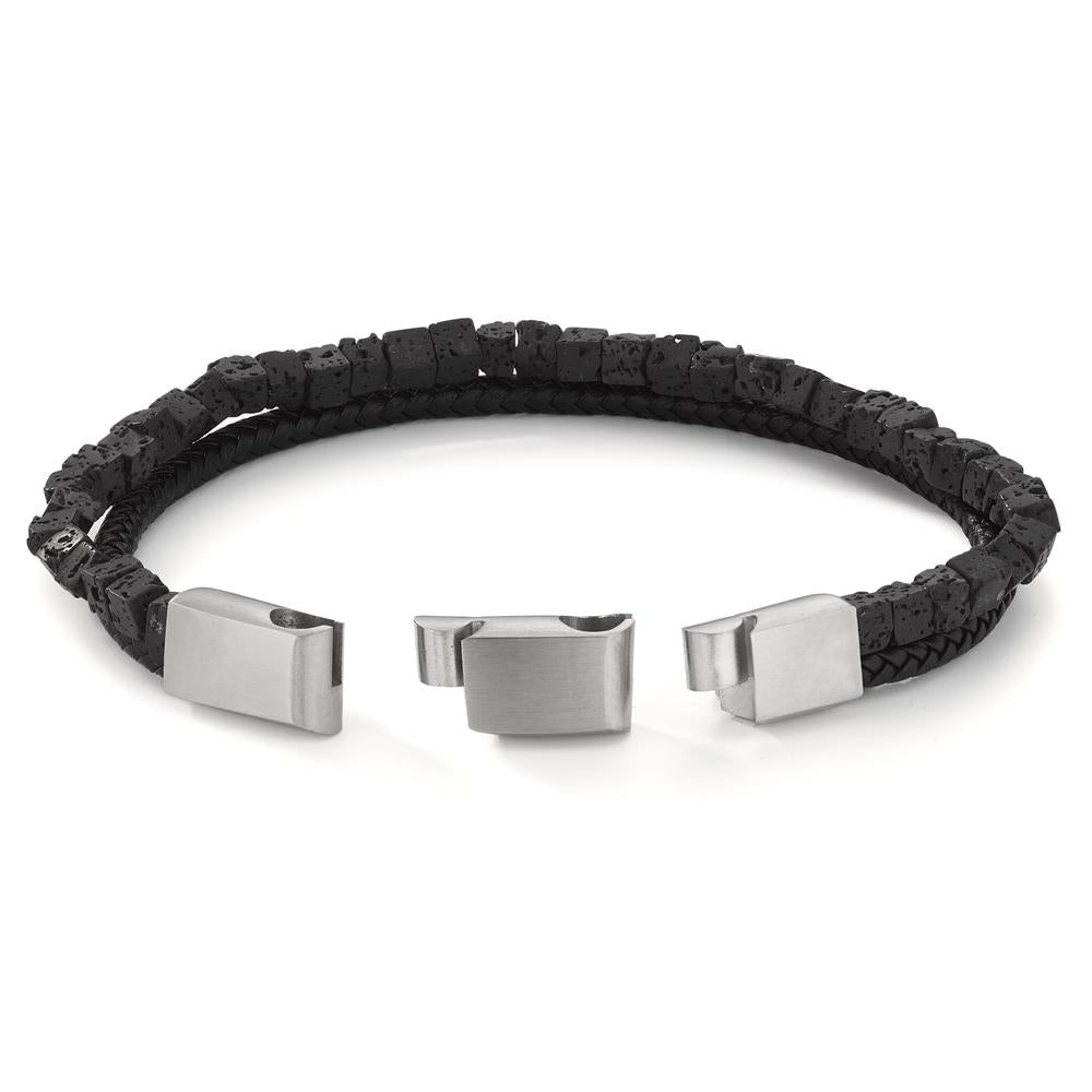 Bracelet Acier inoxydable, Cuir Lava 19.5-21 cm