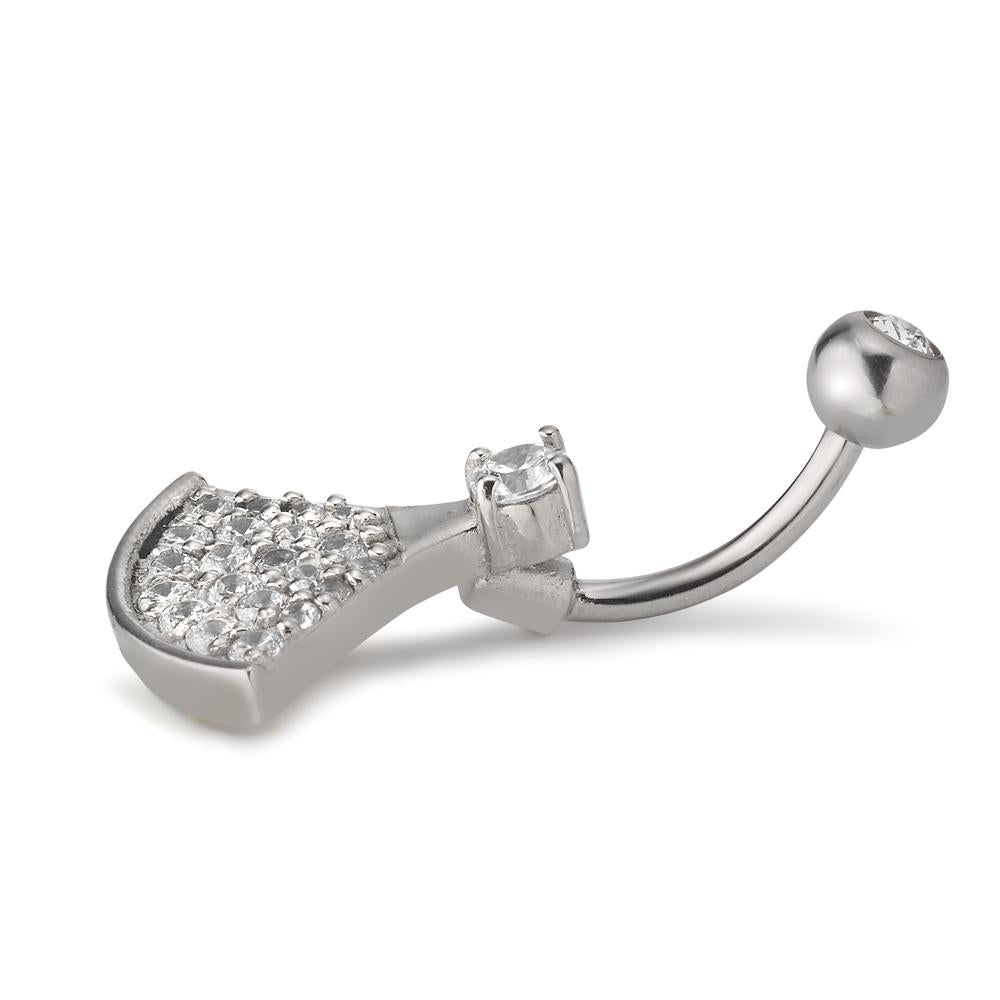 Piercing nombril Acier inoxydable Zircone blanc, 23 Pierres