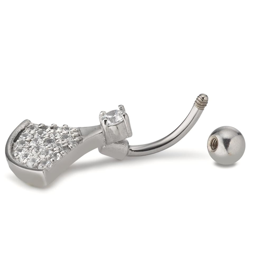 Piercing nombril Acier inoxydable Zircone blanc, 23 Pierres