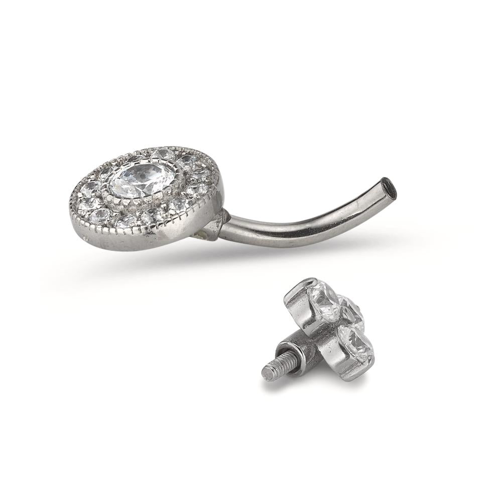 Piercing nombril Acier inoxydable Zircone blanc Ø9 mm