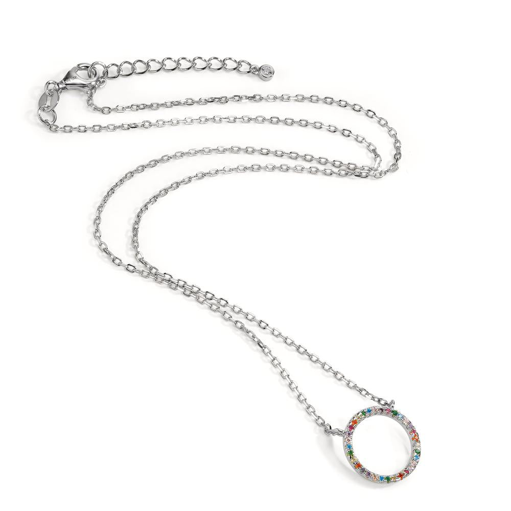 Collier Silber Zirkonia bunt rhodiniert verstellbar Ø14 mm